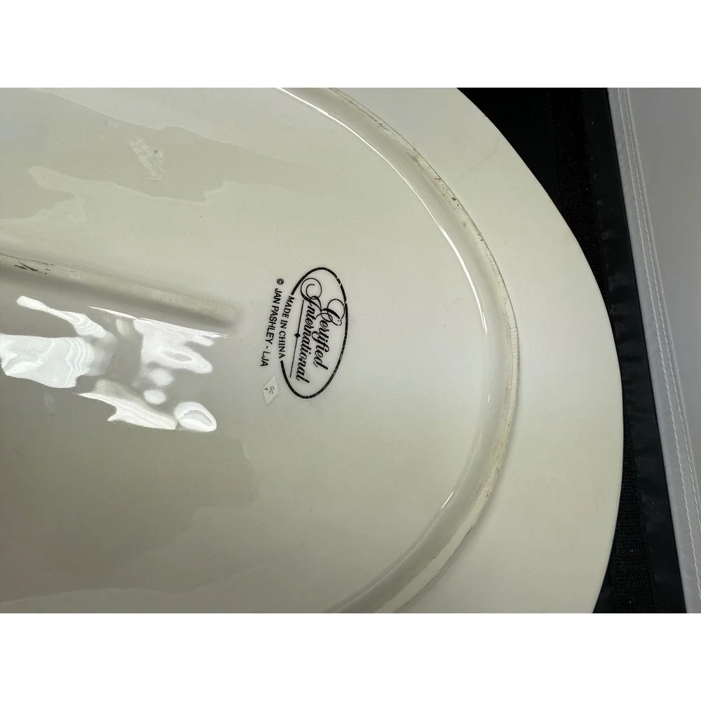 Jan Pashley Santa Christmas Plate Holiday Decor Serving Tray Festive platter‎